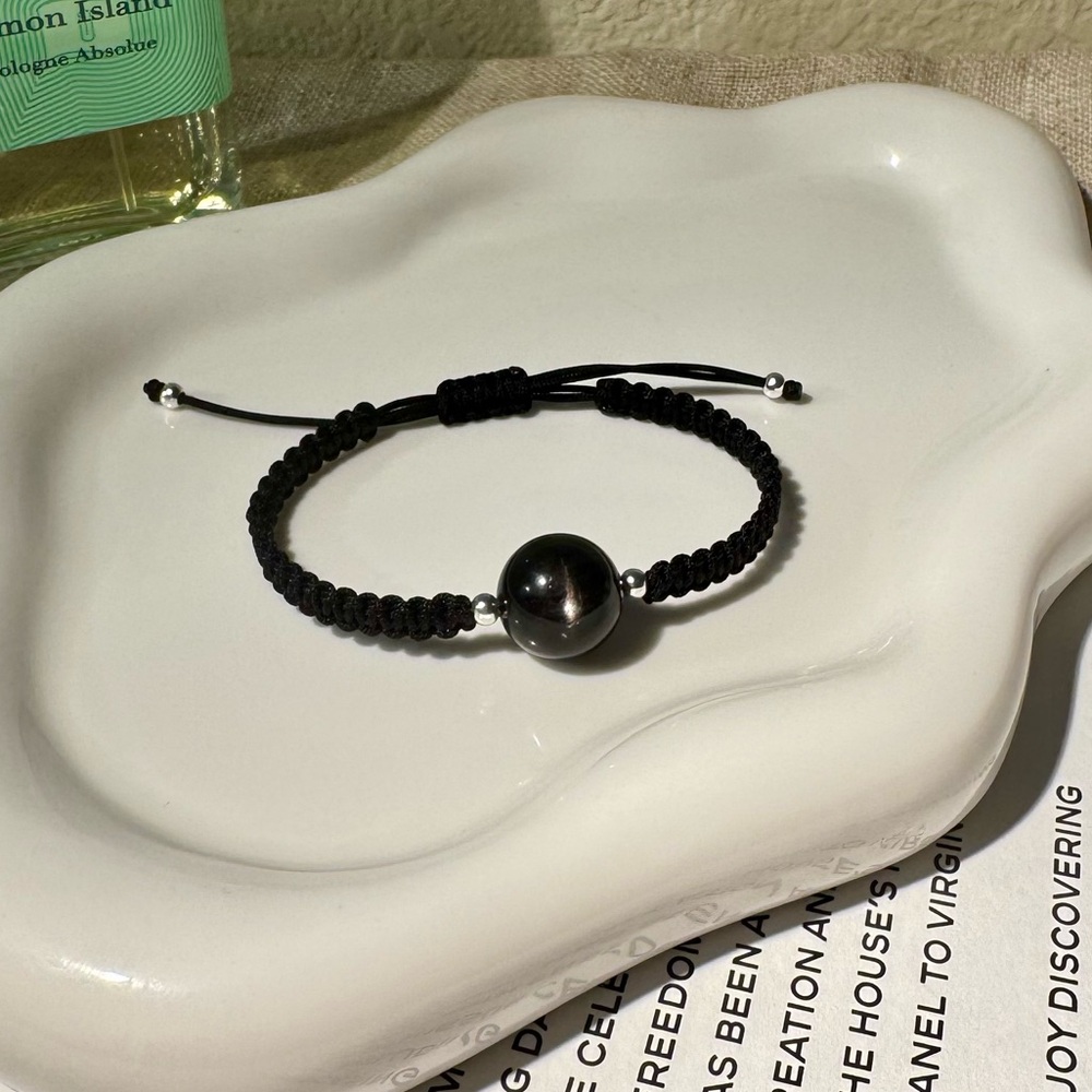 Hypersthene Single Beads String Adjustable Bracel… - image 2